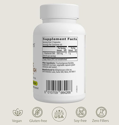 BIOptimizers Probiotic Breakthrough – Lactobacillus Plantarum OM Probiotics & Prebiotics Health Supplement for Gut, Digestive & Immune Support Probiotics for Women Men Elderly– 60 Vegan Capsules