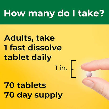 Nature Made Vitamin D3 5000 IU (125 mcg) Extra Strength, Vitamin D Supplement for Immune Support, 70 Sugar Free Fast Dissolve Tablets, 70 Day Supply