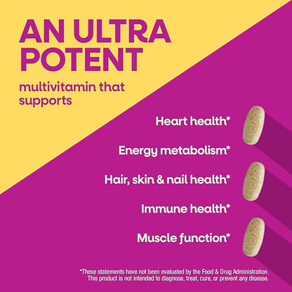 Nature's Way Alive! Ultra Multivitamin for Women, Complete Daily Women's Vitamins, High Potency Formula, Promotes Energy Metabolism and Muscle Function*, Vitamin A, C, D, Methylated B12, 60 Tablets