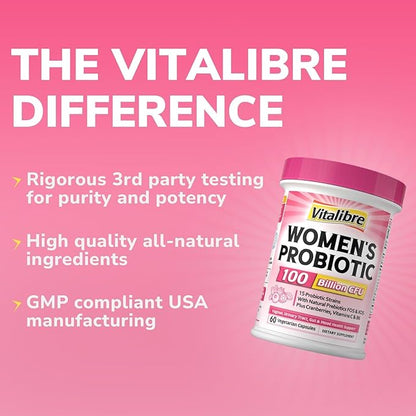 Probiotics for Women 100 Billion CFU 15 Strains, DailyProbiotic & Prebiotic Supplement with Organic Cranberry to SupportVaginal, Digestive, Immune Health, Shelf Stable, 60 Vegan Capsules