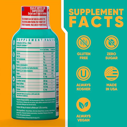 Vitamin Energy Immune+ Extra Strength Energy Shot Pineapple Punch 24 Pack, 260mg Natural Caffeine, B-Vitamins, Citicoline, Green Tea, Immunity & Focus Support, Zero Sugar, Gluten-Free 1.93 fl oz