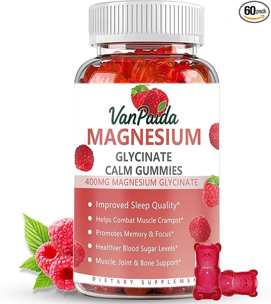 Magnesium Glycinate 400mg Gummies, High Absorption Magnesium Complex for Women, Kids, Adults, Sleep aid, Calm,Muscle Relaxation, Vitamins B6, D & Potassium Supplement, Gluten-Free Vegetarians.