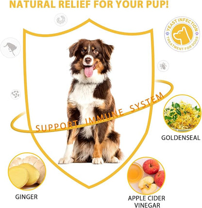 Yeast Infection Treatment for Dogs - Natural Dog Ear Infection Drops for Itch & Allergy Relief, Soothes Skin Inflammation, Dog Yeast Infection Treatment for All Breeds & Sizes, 2 fl oz