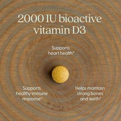 New Chapter Fermented Vitamin D3 2,000 IU, Organic, ONE Daily for Immune, Heart & Bone Support + Whole-Food Turmeric, Adaptogenic Reishi Mushroom, 100% Vegetarian, Gluten Free, 60 Count
