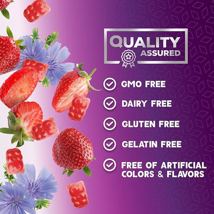 Fiber Gummies for Adults - Soluble Fiber 4g Per Serving - Plant-Based Prebiotic Fiber Supplement for Digestive Health, Gut Health, & Regularity Support - Vegan Gummy - Tasty Berry Flavor - 60 Gummies