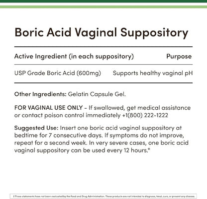 Boric Acid Suppositories 60 Count, Supports Women Health (Easy Dissolve, Third Party Tested) by Double Wood