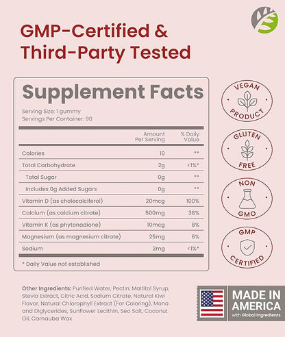 BariSlim Bariatric Calcium Gummies - Specially Formulated Bariatric Vitamins for Patients After Weight Loss Surgery - Supports Energy Levels & Bone Health | Strawberry (90 Vegan Gummies)