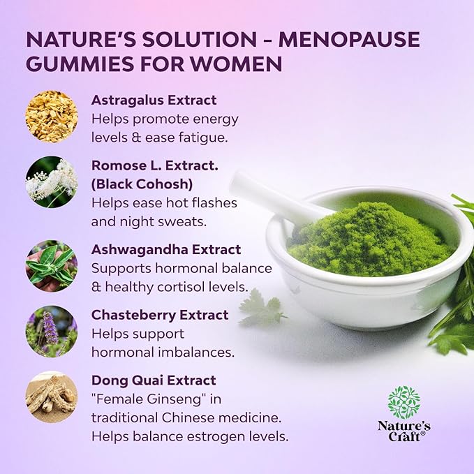 Womens Menopause Gummies with Dong Quai - Menopause Vitamins for Women with Ashwagandha - Holistic Support for Hot Flashes Night Sweats and Mood Swings - Pre & Post Supplements 60 Count - 3 Pack