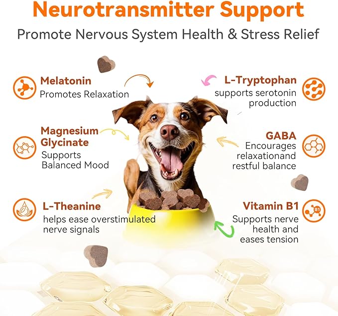 Dog Calming Chews – Magnesium Glycinate & Melatonin for Dogs, 4 Herbal Ingredients for Anxiety Relief, Stress & Travel Support, Chicken Flavor (90 Count)