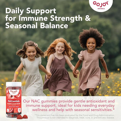 GOJOY NACsentials 7-in-1 NAC Gummies 600mg – Supports Glutathione, Liver & Antioxidant Wellness – N-Acetyl Cysteine with Vitamin C, ALA, Quercetin & Astaxanthin – Vegan, Sugar-Free