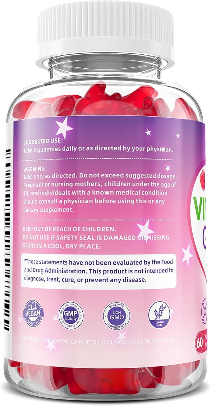 2 Pack Vitamin B1 Gummies 500mg for Adults & Kids – High Potency Thiamine B1 Supplement for Energy & Nervous System Support, Sugar-Free, Raspberry Flavor, 120 Count