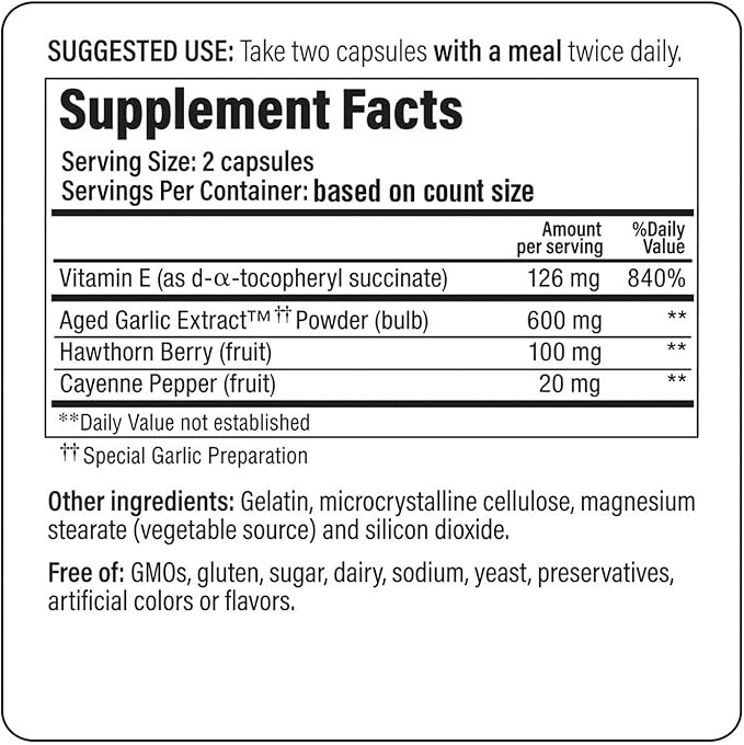 Kyolic Aged Garlic Extract Formula 106 - Circulation Health Support - Cardiovascular & Circulation Supplement - 100 Capsules (50 Servings)