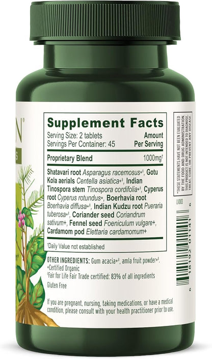 Banyan Botanicals Organic Women’s Support – Female Reproductive Vitality & Cycle Support – Herbal Tablets for Menstrual Comfort & Rejuvenating Tissue Nourishment – 90 Tablets – USDA Organic