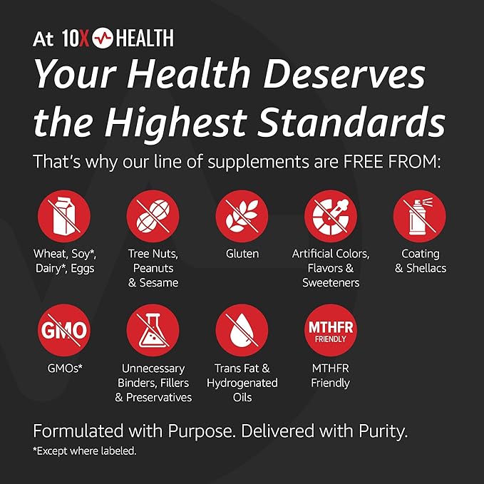 10X Health Amino Acids - 30 Servings of EAA & BCAA Powder, Pre Workout BCAA with Essential Amino Acids Supplement - BCAAs & EAAs for Longevity, Muscle Support, Strength, Energy - Tropical Orange