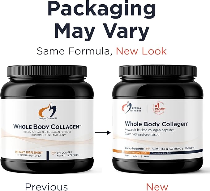 Designs for Health Whole Body Collagen Powder - Hydrolyzed Collagen Peptides Powder for Healthy Skin & Hair, Joint + Bone Health - Fortigel & Verisol Collagen, Unflavored (30 Servings)