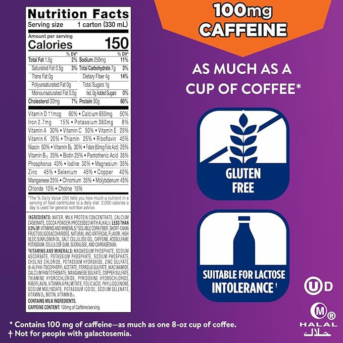 Ensure Max Protein Shake | Milk Chocolate with Caffeine | Ready to Drink | 30g Protein for Muscle Health | 1g Sugar, 4g Fiber | 11 fl oz, 12 Pack
