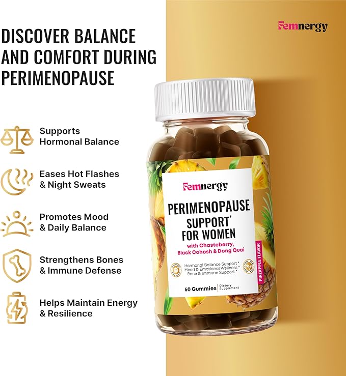 Perimenopause Support Gummies for Women - Menopause Relief Estrogen & Hormone Balance Supplement with Black Cohosh Chasteberry Vitamins D3 B6 for Hot Flashes Night Sweats & Mood Swings
