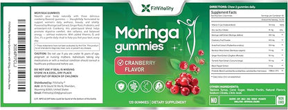 120 Moringa Gummies with Ginger, Turmeric, Cranberry, Amla Fruit & Probiotics | Vegan, Sugar-Free Gummies