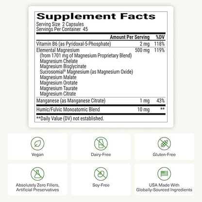 BIOptimizers Magnesium Breakthrough Supplement with 500mg - 7 Forms of Magnesium: Glycinate, Malate, Citrate, and More - Natural Support for Sleep and Cognitive Function -90 Capsules- Calming Vitamins