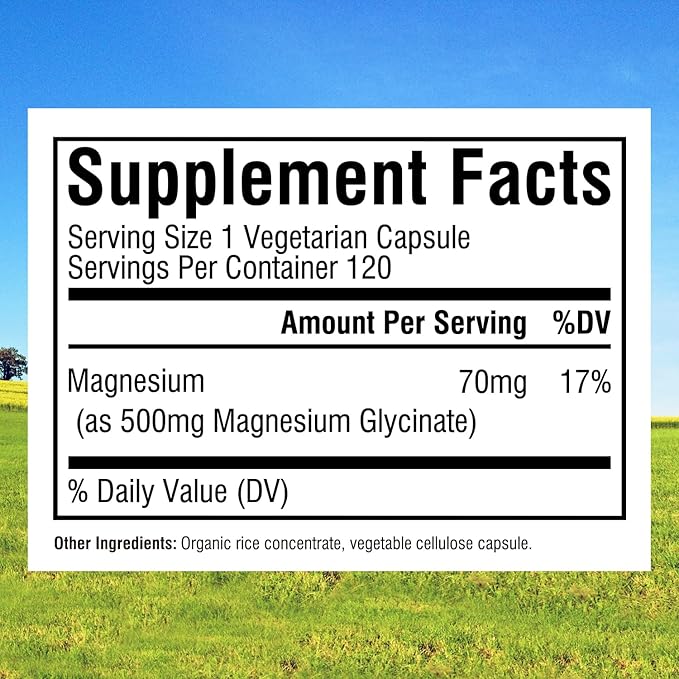 Innate Vitality Magnesium Glycinate 500mg | 70mg Elemental Magnesium Supplement - High Absorption, Non Buffered, Non-GMO & No Gluten - Vegan - Nerve Health - 120 Capsules (Pack of 2)