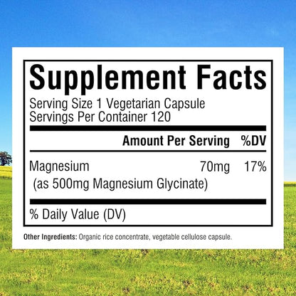 Innate Vitality Magnesium Glycinate 500mg | 70mg Elemental Magnesium Supplement - High Absorption, Non Buffered, Non-GMO & No Gluten - Vegan - Nerve Health - 120 Capsules (Pack of 2)