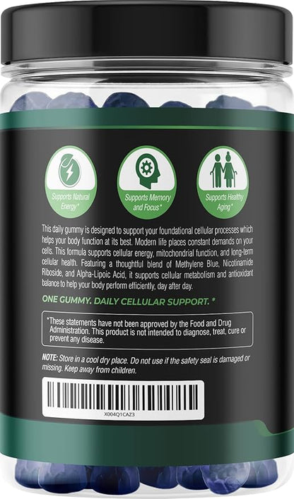 Methylene Blue Pharmaceutical Grade Gummies with Alpha Lipoic Acid (ALA) & NAD, Methylene Blue Gummies Cognitive Support, 60 Day Supplement