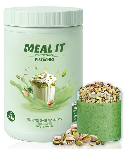 Pistachio Protein Shake - 15g Protein & 7g High Fiber, Low Sugar, Keto-Friendly Meal Replacement Powder with Roasted Pistachio Pieces & Chocolate Cookie Crunch 19.8 oz 14 Servings