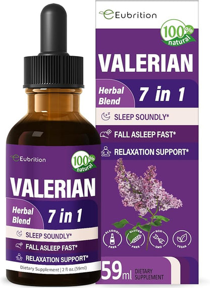 Valerian Root Sleep Support Drops, Natural Herbal Supplement Tincture with Passion Flower and Chamomile Extract for Better Sleep & Relaxation. 2oz