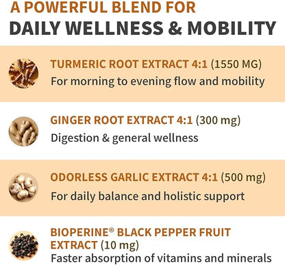 Extra Strength Turmeric Capsules - High-Absorption 2360 mg Curcumin Supplements, Non-GMO Blend for Digestive Comfort & Daily Support - Organic Turmeric Supplement with Black Pepper (120ct, Pack of 1)