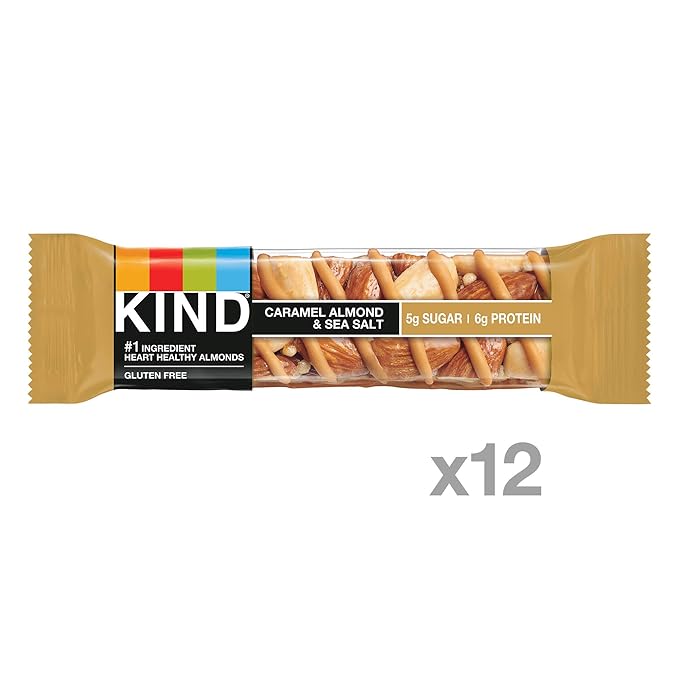 KIND Nut Bars,Caramel Almond & Sea Salt,Healthy Snacks,Gluten Free,Low Sugar,6g Protein,12 Count (Pack of 2)