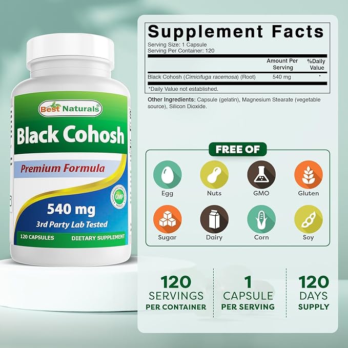 Best Naturals Black Cohosh 540 Mg 120 Capsules (120 Count (Pack of 3))
