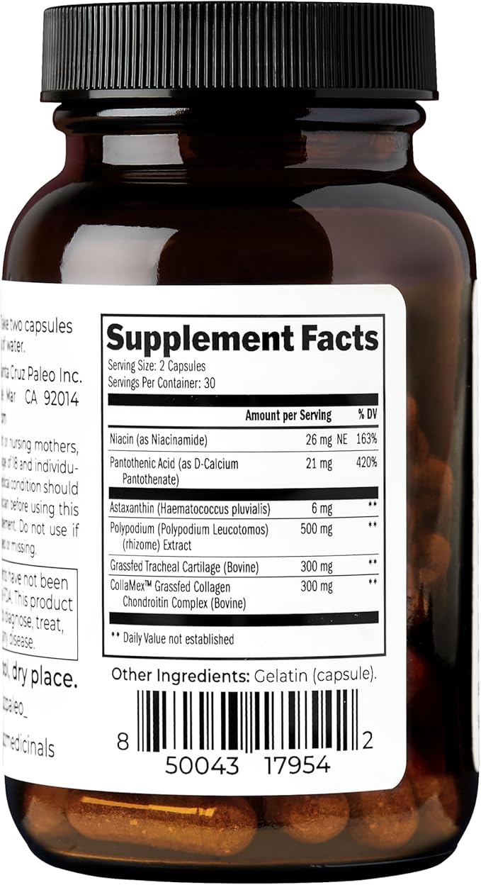 Santa Cruz Paleo Skin & Eye Capsules, Simple Daily Formula for Skin Appearance & Eye Routine, Clean Ingredients, Gluten Free, Keto & Paleo Friendly, 60 Capsules