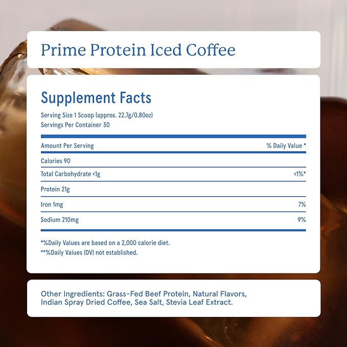 Equip Foods Prime Protein Powder | Clean, Grass Fed Beef Protein Powder | Carnivore Protein Isolate | Paleo, Keto Friendly, Gluten & Dairy Free | Helps Build & Repair Tissue | 30 Servings, Iced Coffee