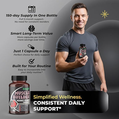 Ultra Muscle Builder Supplement with L-Arginine & Tribulus – Sports Training Support – 150 Capsules (150-Day Supply)