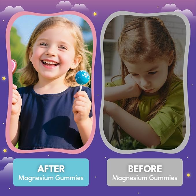 2PCS Magnesium Calming Gummies for Kids 4+ & Adults, Sugar Free Magnesium Supplement with L-Theanine, Chamomile, Vitamins B6, D3, K2, Zinc for Sleep, Relaxation, Focus & Muscle Support