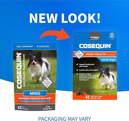 Cosequin Minis Soft Chews Maximum Strength with MSM Plus Omega3,45 Count (Pack of 2)