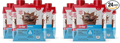 SlimFast Meal Replacement Shake, Original Rich Chocolate Royale, No Added Sugar, Meal Replacement Shakes, 10g Ready to Drink Protein, 5g Fiber, 25 Vitamins and Minerals, 11 Fl. Oz, 12 Count