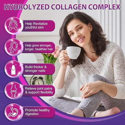 Multi Collagen Peptides Softgel - Type I, II, III, V, X - Hydrolyzed Collagen Peptides with Biotin, Vitamin C, Hyaluronic Acid, Supports Skin Hair Nail, Grass-Fed, Non-GMO, 60 Softgel, 2 Pack
