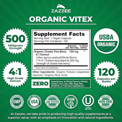 Organic Hormone Balance for Women | Organic Black Cohosh & Vitex Chasteberry Supplements for Women for Cycle Regulation Fertility Support & Overall Hormonal Balance | ISO Lab Tested (120 Servings)