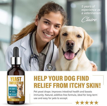 Yeast Infection Treatment for Dogs, Dog Anti Yeast Drops Treatment, Natural Dog Ear Yeast Infection Treatment Supports Immune System & Skin Microbiome
