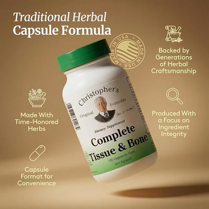 Christopher's Original Formulas Complete Tissue & Bone Formula – 100 VCaps | Herbal Support for Bones & Connective Tissue - Pack of 3