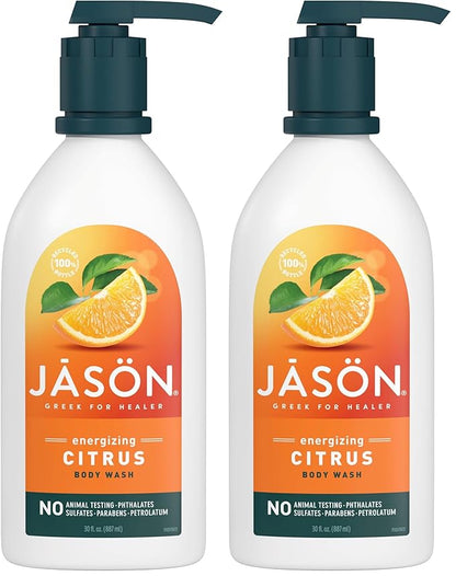 JASON Citrus Energizing Body Wash, For a Gentle Feeling Clean, 30 Fluid Ounces (Pack of 2)