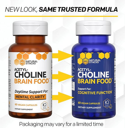 Acetylcholine Brain Food - Acetyl L-Carnitine & Alpha GPC Supplement - Supports Production of Acetylcholine - Neurotransmitter Supplement for Cognitive Function - 60 Capsules (Pack of 2)