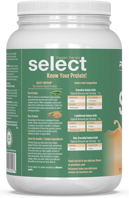 PEScience Select Vegan Protein Powder, Plant Based Protein Powder, Amazing Taste, Smooth Texture, Pea and Brown Rice Blend, Dairy Free, Lactose Free, Gluten Free - Pumpkin Pie, 27 Servings
