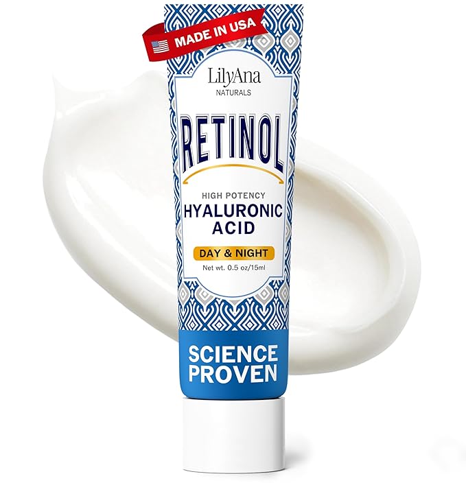 LilyAna Naturals Anti Aging Retinol Face Cream for Women – Wrinkle & Neck Cream for Firming, Retinol Moisturizer for Face with Hyaluronic Acid, Hydrating Night Cream for Fine Lines, Collagen Boost