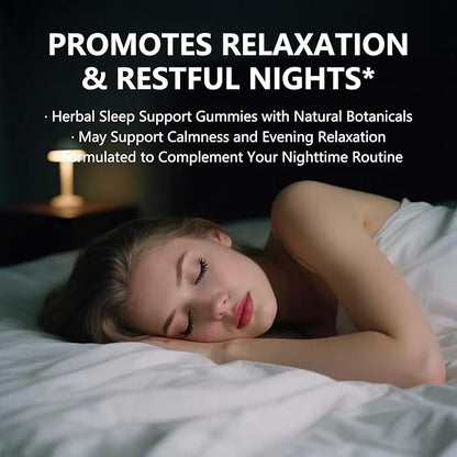 Natural Sleep Aid Gummies - Melatonin Free Supplement - Sleep+ Gummies for Adults - Promote Deep Restful Sleep Naturally Relaxing-60count（2pcs