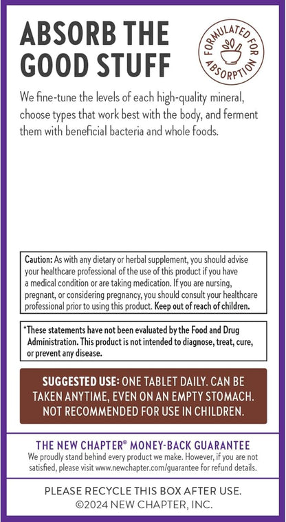 New Chapter Zinc Supplement, Fermented Zinc Complex, ONE Daily for Immune Support + Skin Health, Mineral-Balancing Formula Rich in Copper, Easy to Swallow & Digest, 30 Count (1 Month Supply)