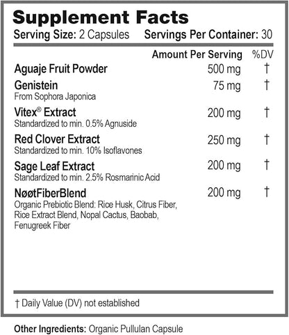 NOOT Menopause Harmony - Menopause Supplements for Women, Night Sweats & Hot Flash Relief, Hormone Balance for Women with Aguaje Fruit, Genistein and Vitex, Biohacking & Nootropics, 60 Capsules