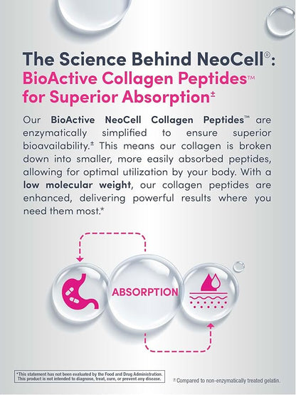 NeoCell Collagen Peptides Pills | 270 Caplets | with Vitamin C and Biotin | Grass Fed Bovine | Hair, Skin, & Nails | for Women and Men
