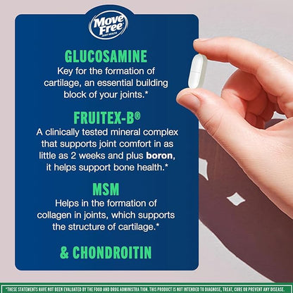 Move Free Advanced Glucosamine Chondroitin MSM Joint Support Supplement, Supports Mobility, Comfort, Strength, Flexibility & Bone, 120 Tablets/40 Servings (2 Pack)